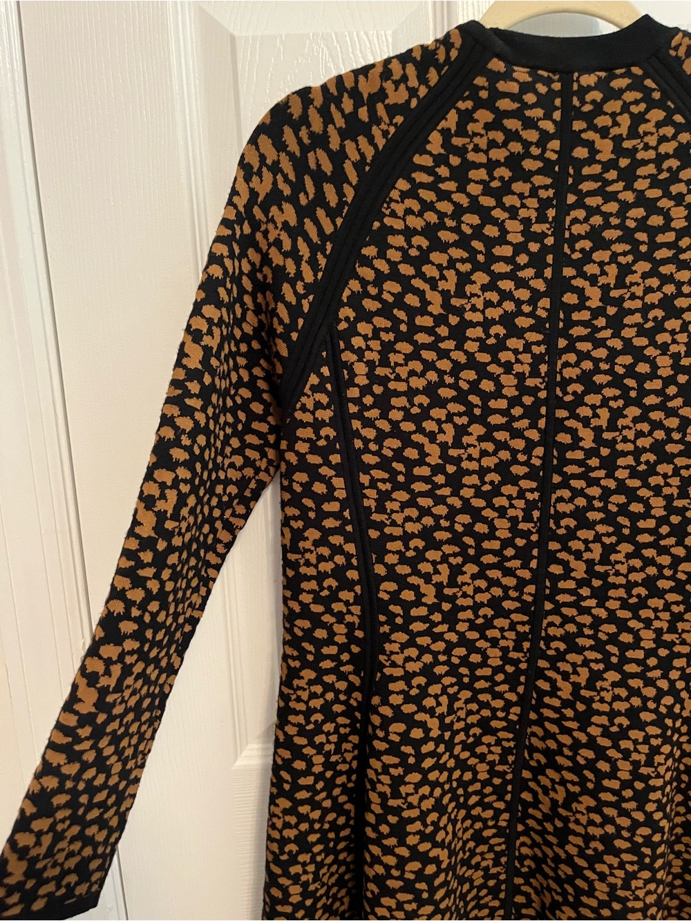 A.L.C. Leopard Print Knit Fit & Flare Mini Dress Black Brown Size Large - Picture 10 of 11